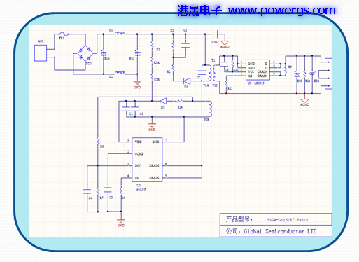 5V2A USB輸出方案電路圖 BOM list,環(huán)球半導(dǎo)體G1157F,PCB端